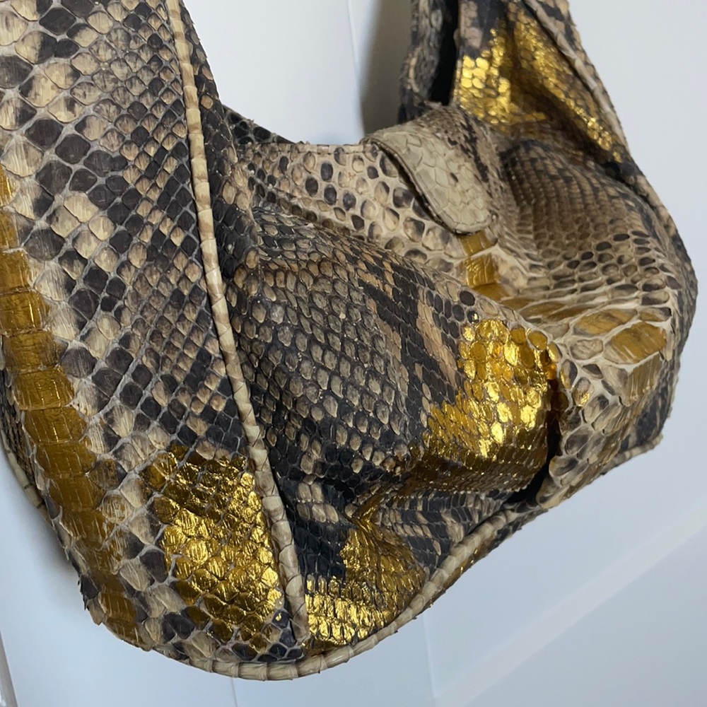 Python genuine leather bag brown/gold color